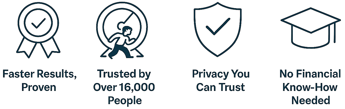 Visual metaphor: trust badges or privacy shield icon