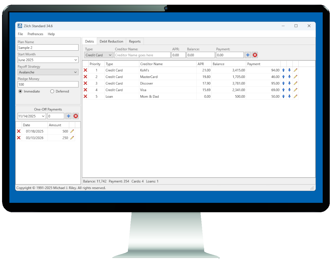 Zilch Standard Debt Workspace